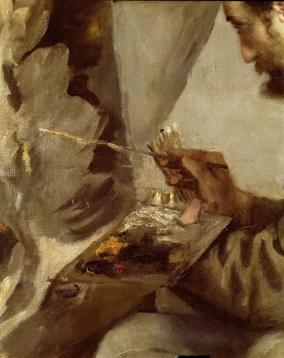 Frederick Bazille at his Easel (detail) by Pierre Auguste Renoir